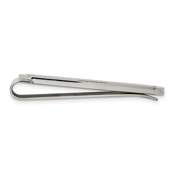 Men's Stainless Steel, Black Plated & Black CZ Fold Over Money Clip - Picture 2 of 5